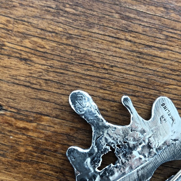 Sterling and 14 K Brutalist Brooch - Picture 8 of 8